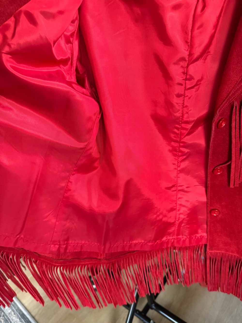 Neiman Marcus Red Suede Fringe Jacket - Picture 7 of 10